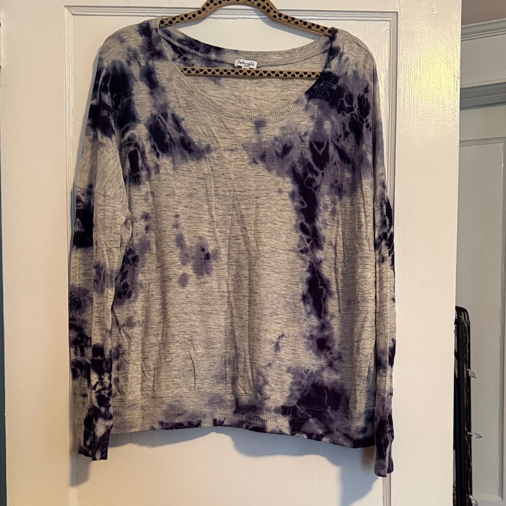 Splendid Gray and Purple Tie-Dye Long Sleeve Top